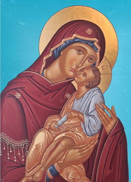 Postal de Natal – ícone da Virgem, Débora @iconosycirios